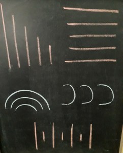 lineas curvas y rectas dibujadas en una pizarra