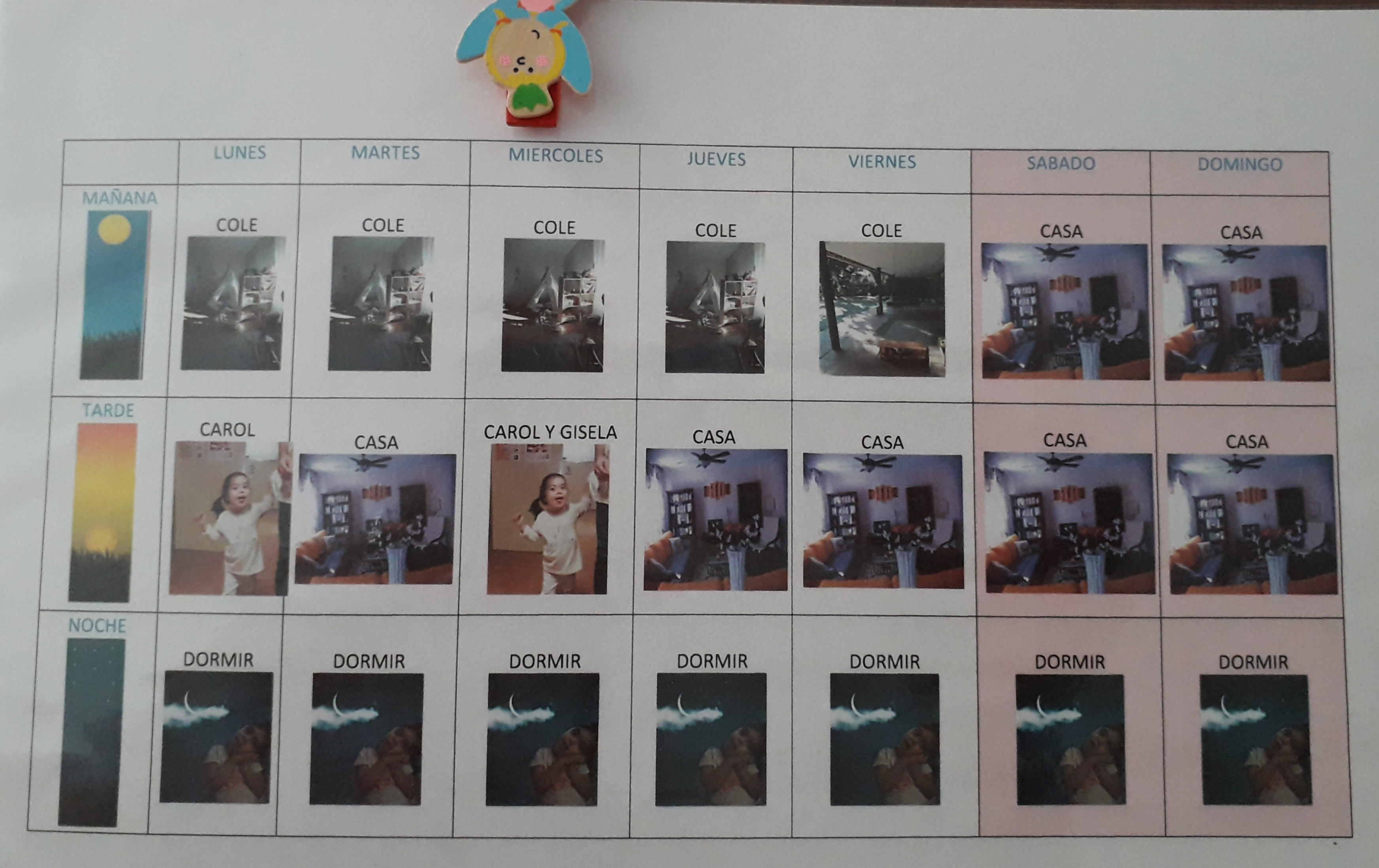planificador calendario semanal con fotos propias
