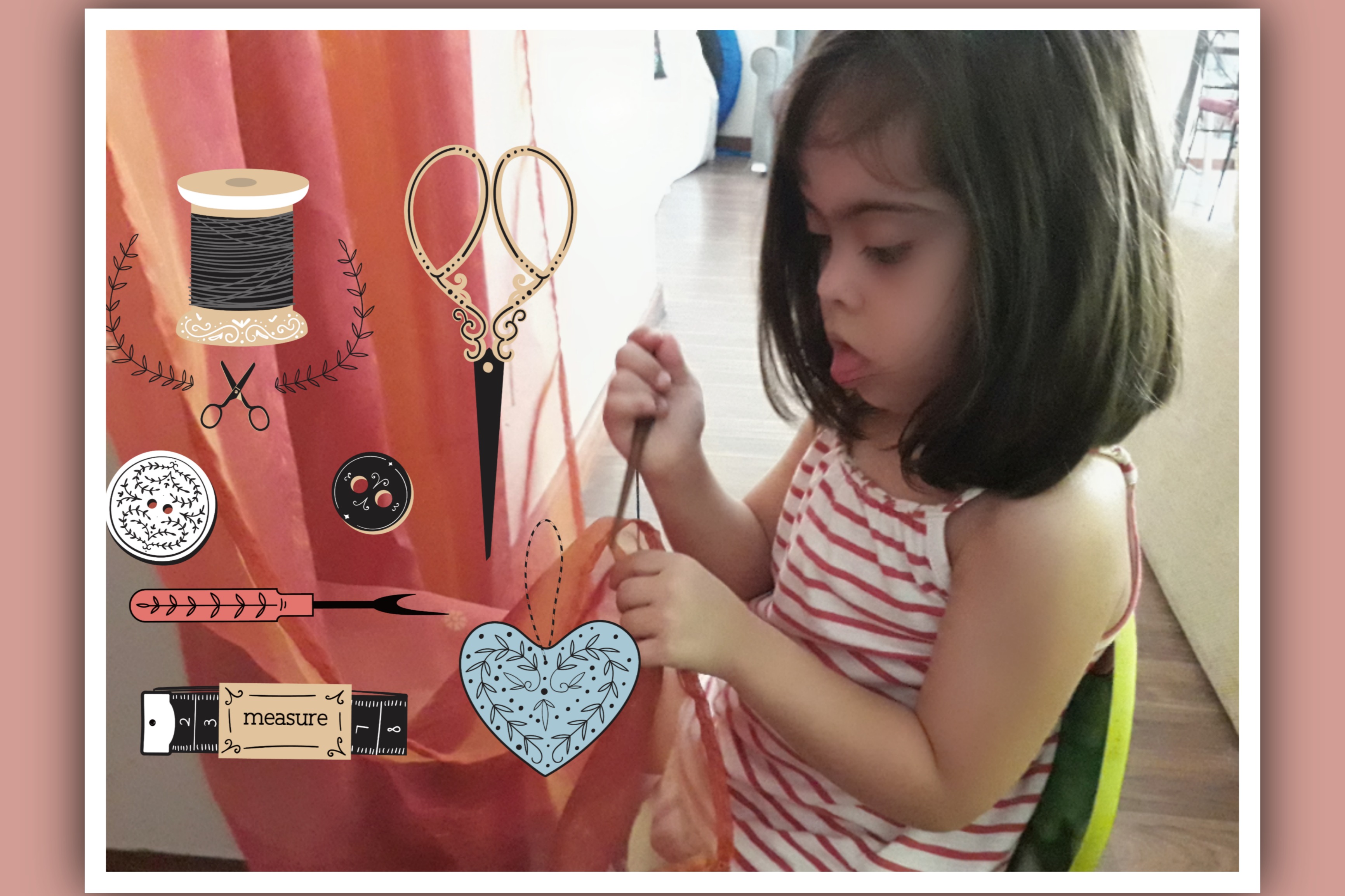 imagen niña sindrome de down cosiendo