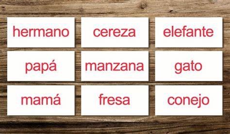 tarjetas con palabras